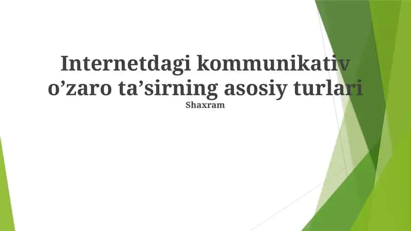 Internetdagi kommunikativ oʼzaro taʼsirning asosiy turlari