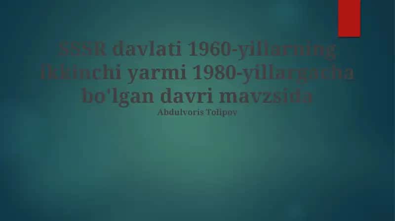 SSSR davlatining ichki siyosati
