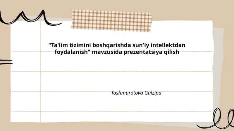 Sun'iy intellekt va boshqarish mavzusida prezentatsiya