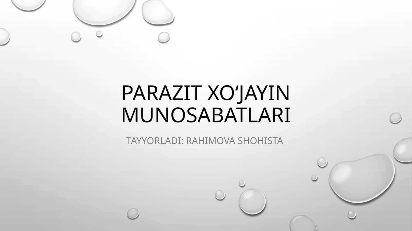 Parazit Xoʻjayin munosabatlari