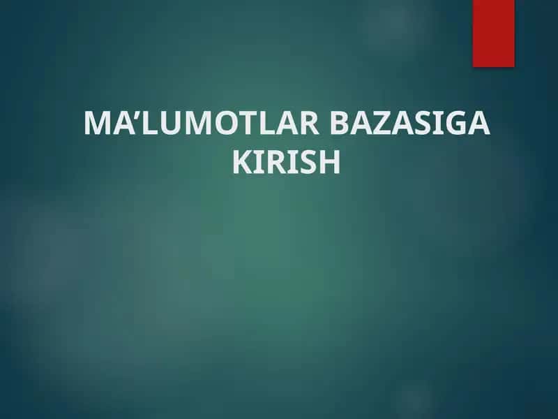 Ma’lumotlar bazasi