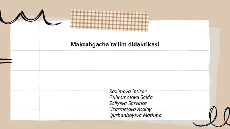 Maktabgacha ta'lim didaktikasi