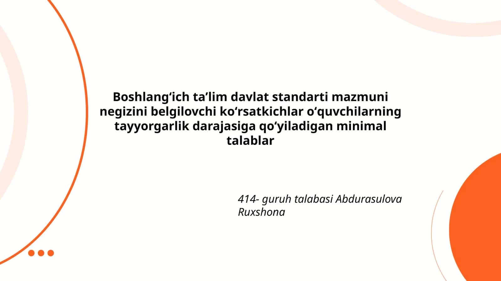 Boshlangʻich taʼlim davlat standarti mazmuni negizini belgilovchi koʻrsatkichlar