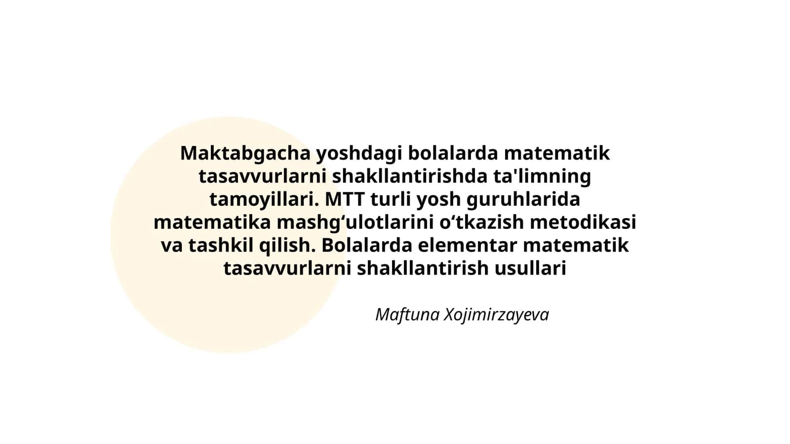 Maktabgacha yoshdagi bolalarda matematik tasavvurlarni shakllantirishda ta'limning tamoyillari