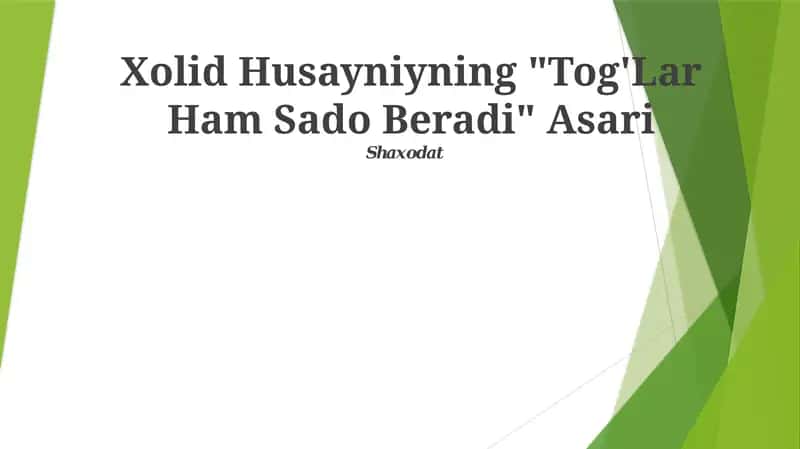 Tog'Lar Ham Sado Beradi