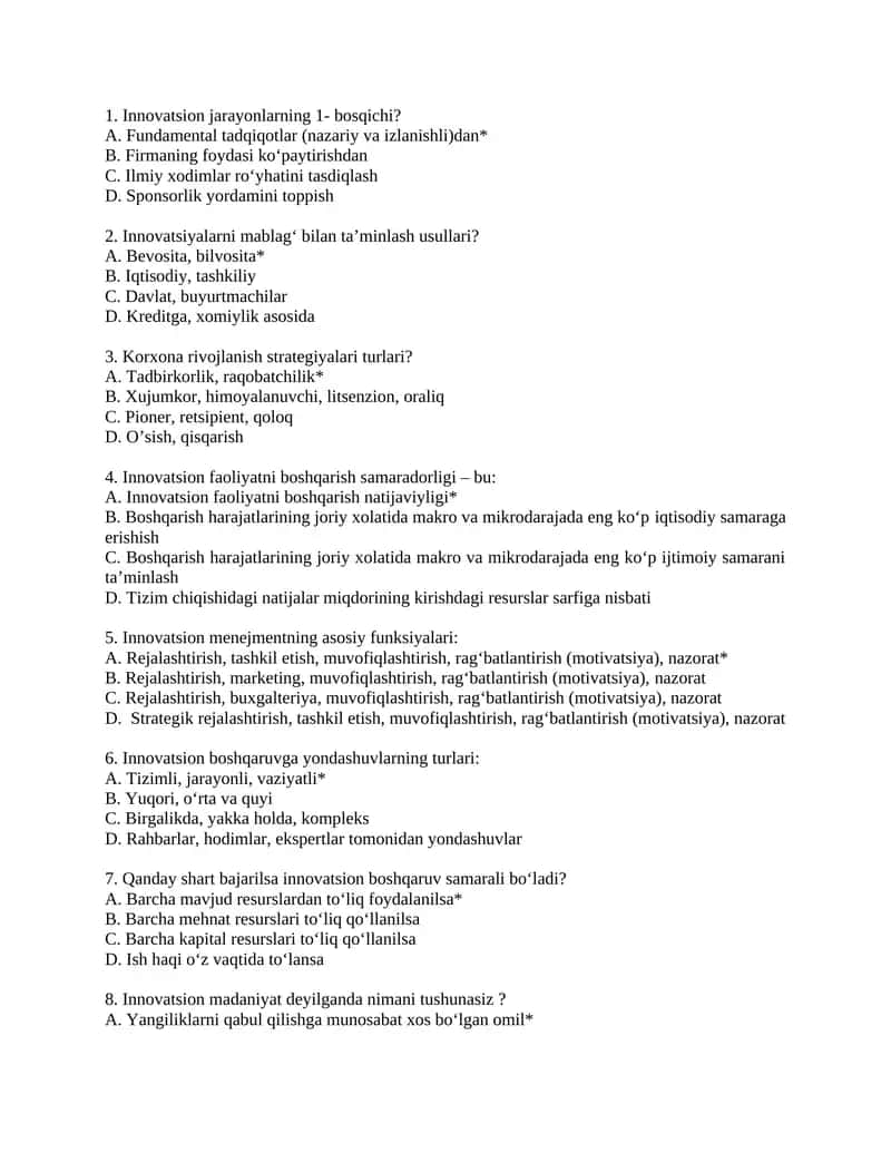 Innovatsion jarayonlarning bosqichi