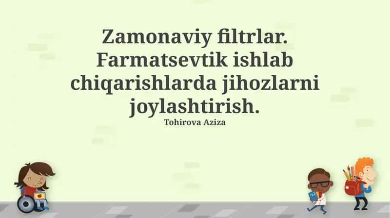 Zamonaviy filtrlar va ularning farmatsevtika ishlab chiqarishdagi roli