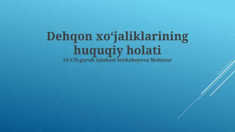 Dehqon xoʻjaliklarining huquqiy holati