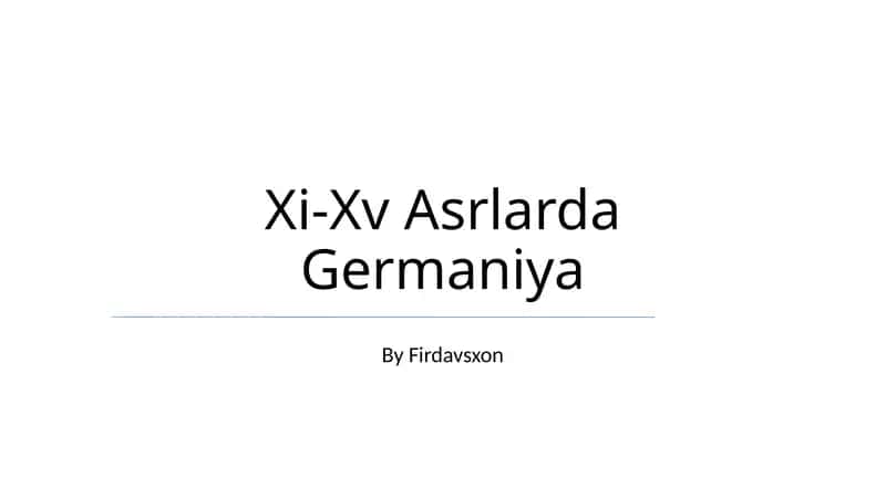 Xi-Xv Asrlarda Germaniya