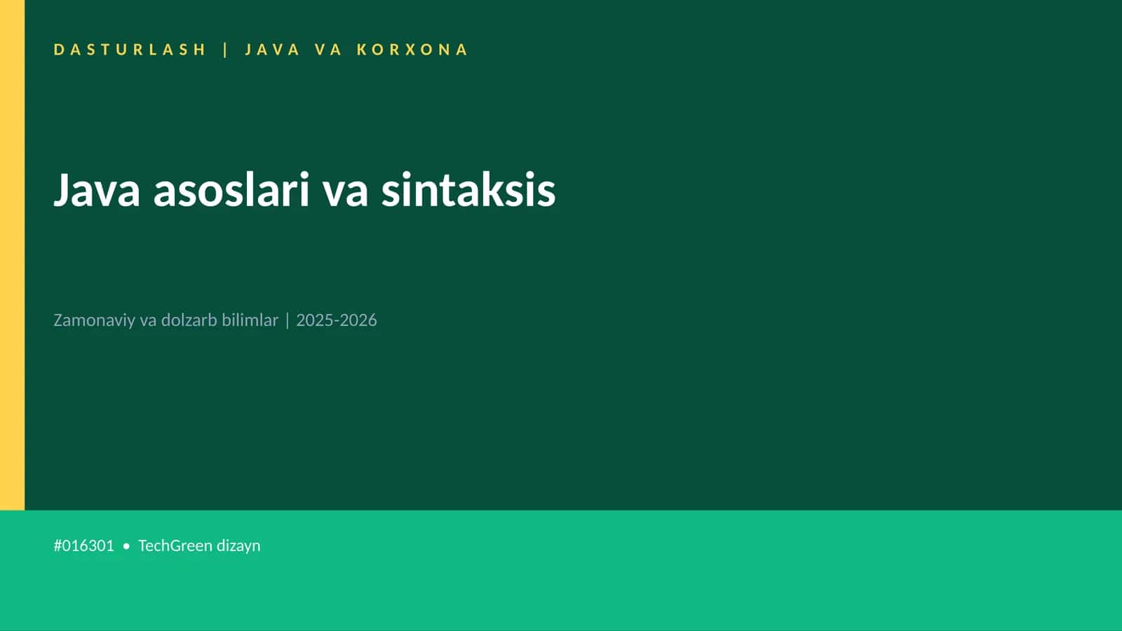 Java asoslari va sintaksis