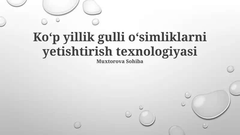 Ko‘p yillik gulli o‘simliklarni yetishtirish texnologiyasi