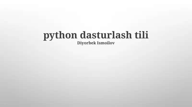 Pythonning Asosiy Tushunchalari