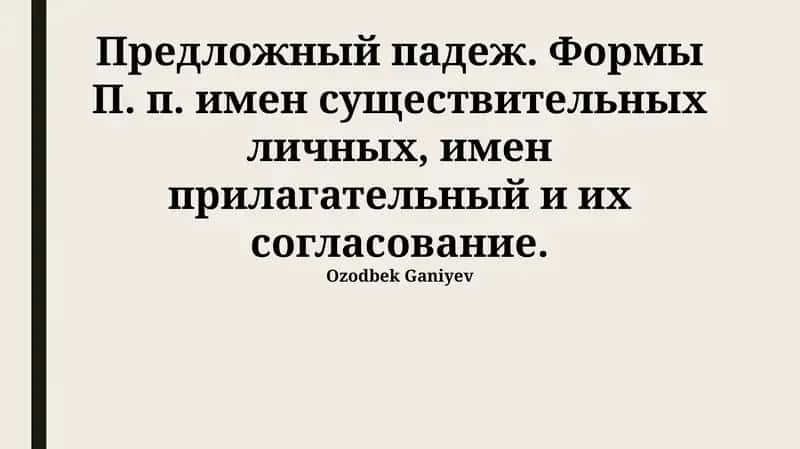 Формы предложного падежа имен существительных
