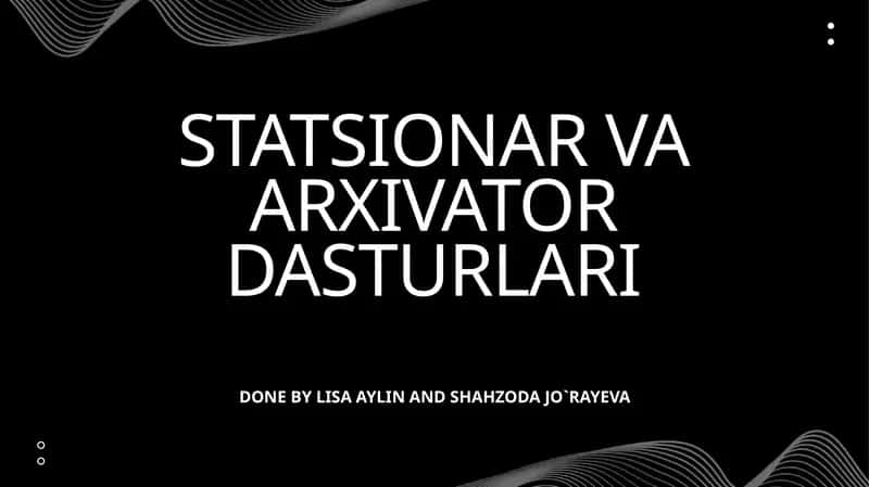 Statsionar va Arxivator dasturlari