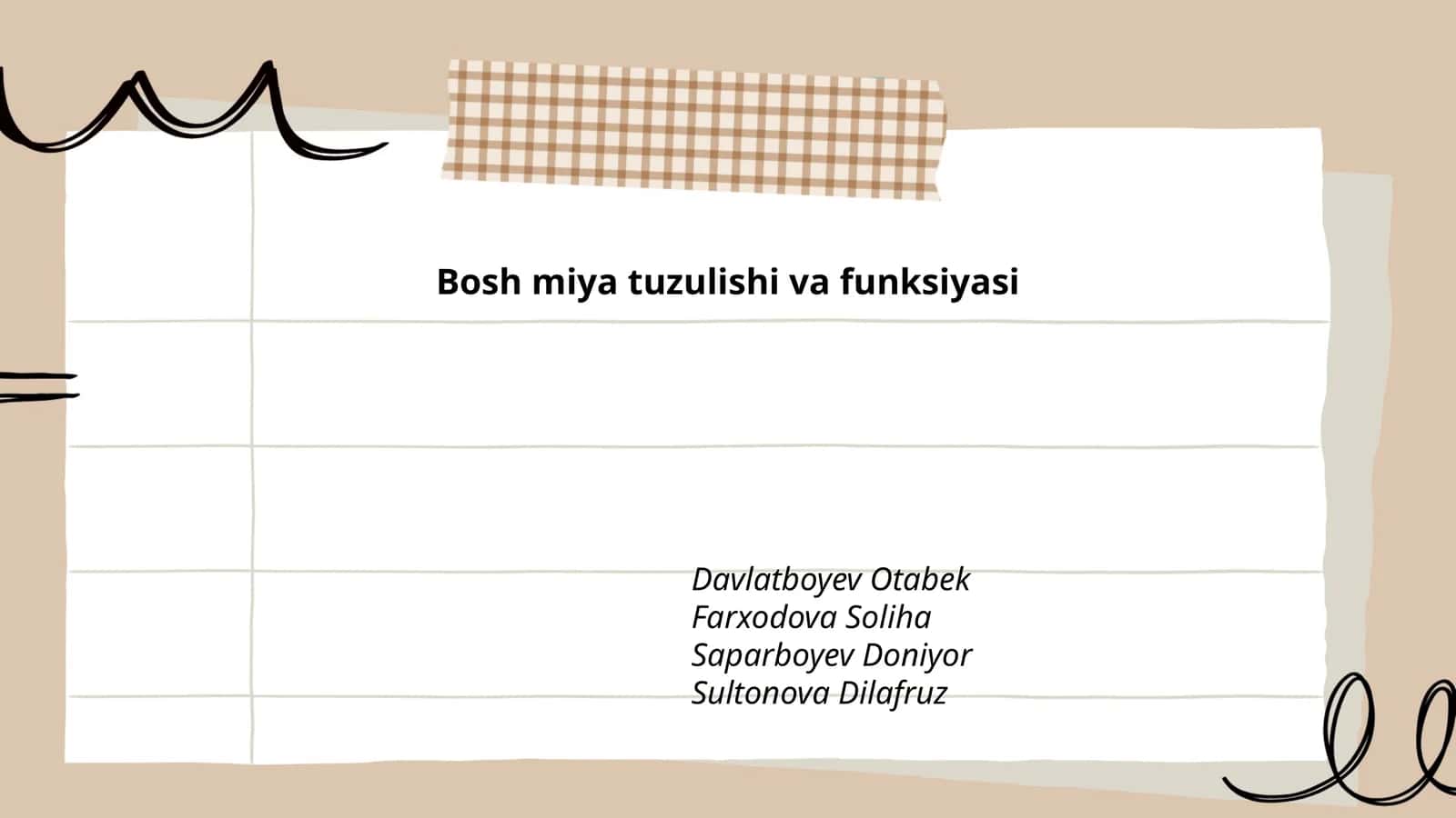 Bosh miya tuzulishi va funksiyasi