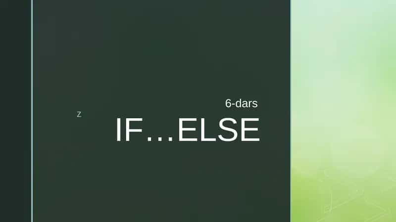 IF...ELSE