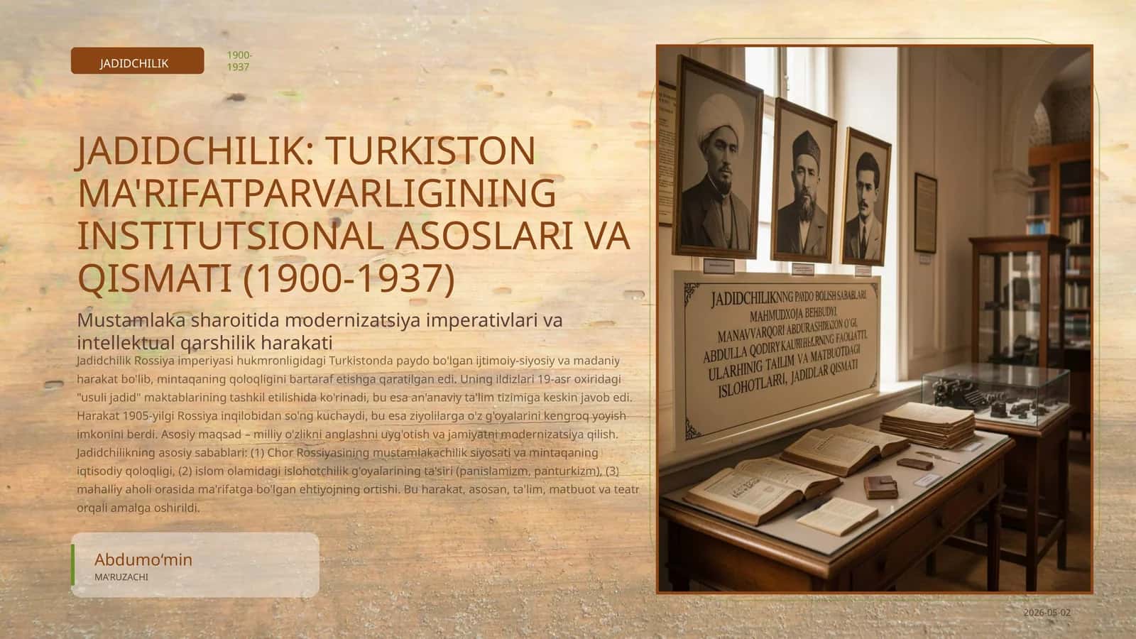 Mustamlaka sharoitida modernizatsiya imperativlari va intellektual qarshilik harakati