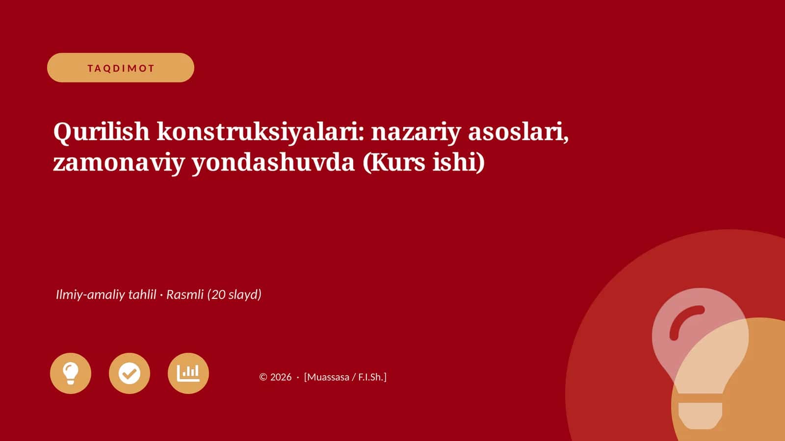 Qurilish konstruksiyalari: nazariy asoslari, zamonaviy yondashuvda (Kurs ishi)