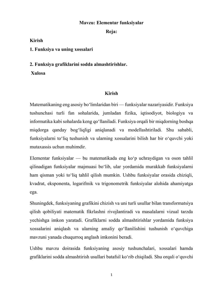 Elementar funksiyalar