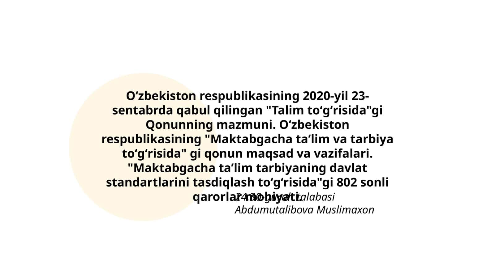 Maktabgacha taʼlim va tarbiya toʻgʻrisida