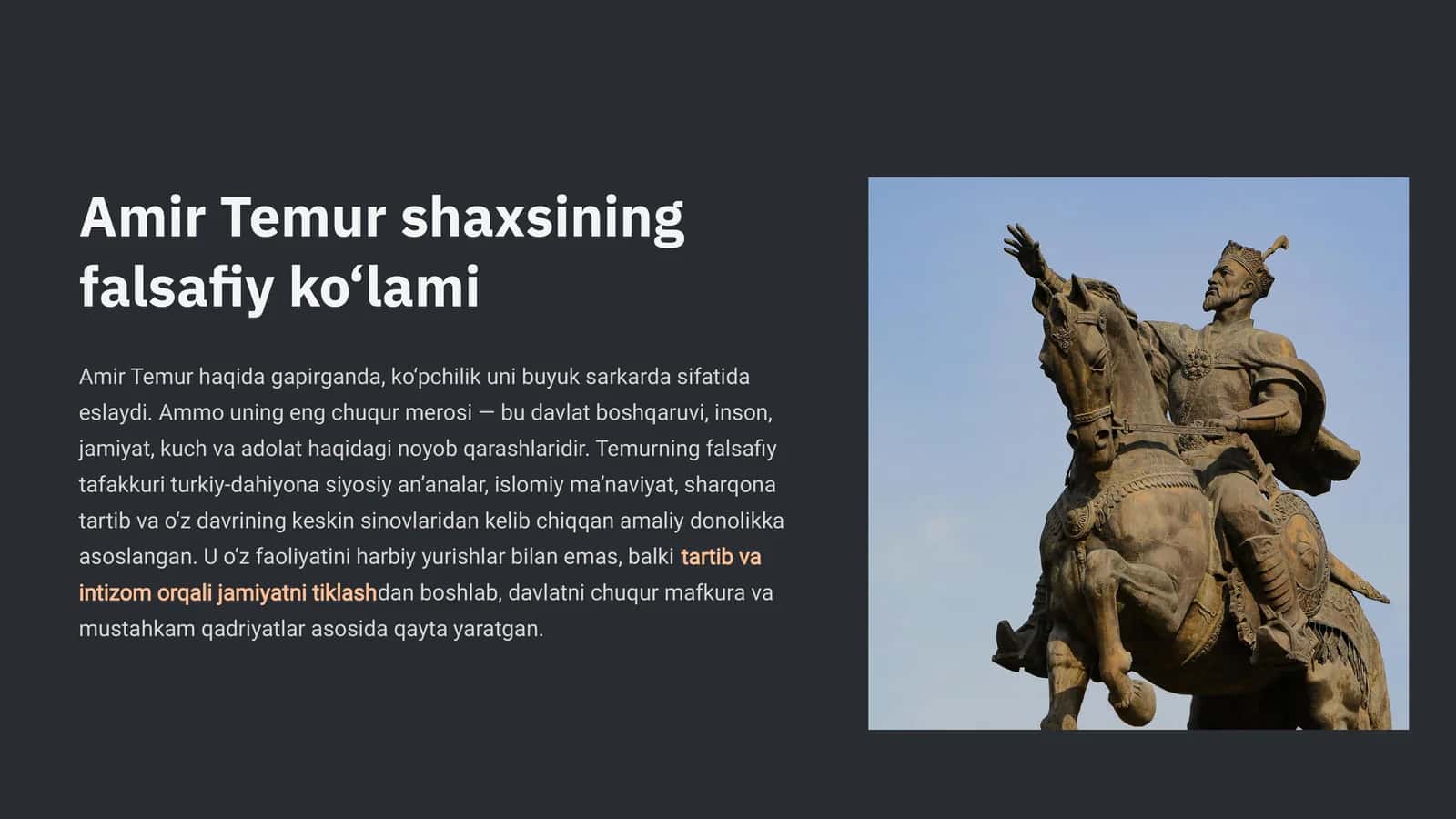 Amir Temur shaxsining falsafiy ko‘lami