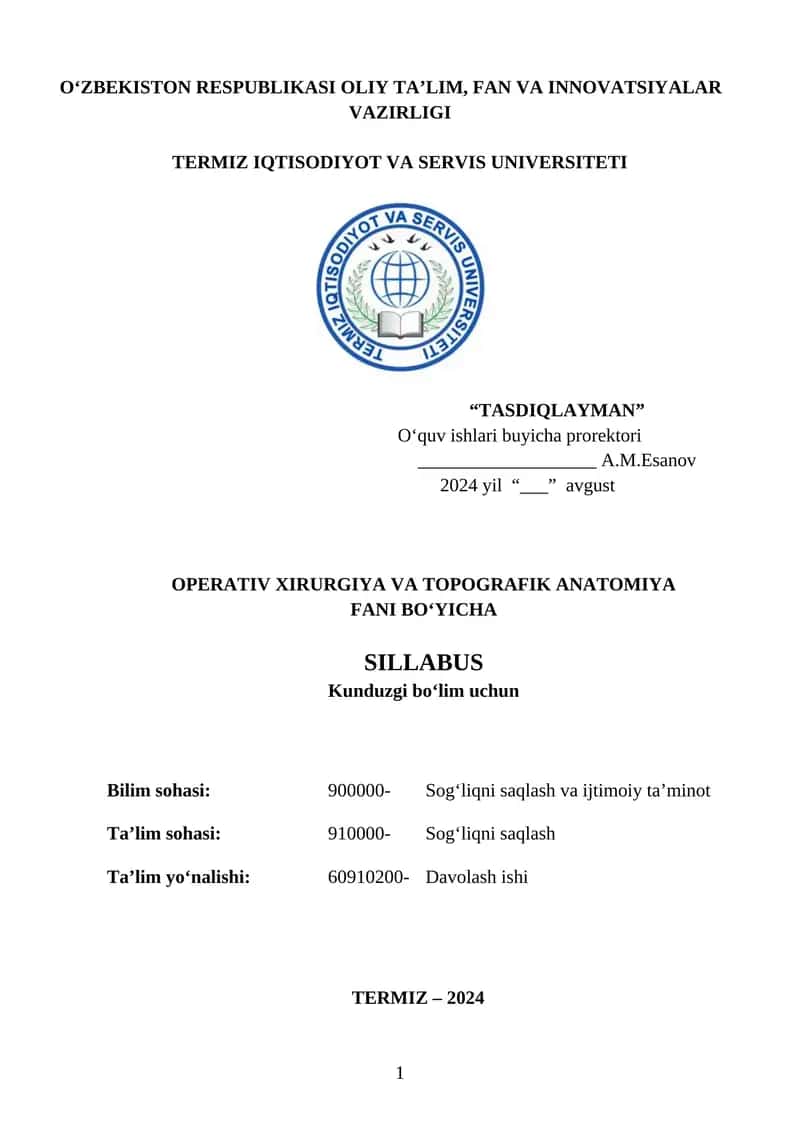 Operativ xirurgiya va topografik anatomiya
