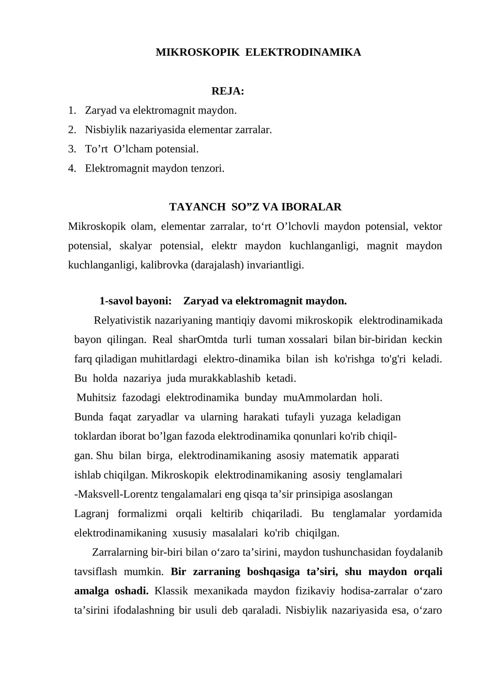 MIKROSKOPIK ELEKTRODINAMIKA