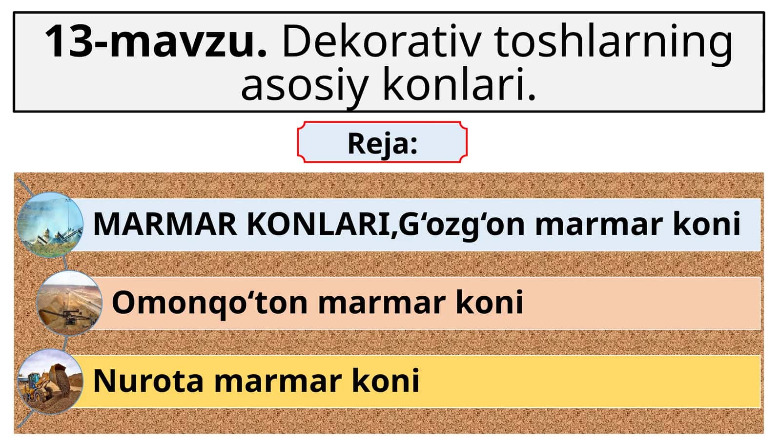 Dekorativ toshlar asosiy konlari