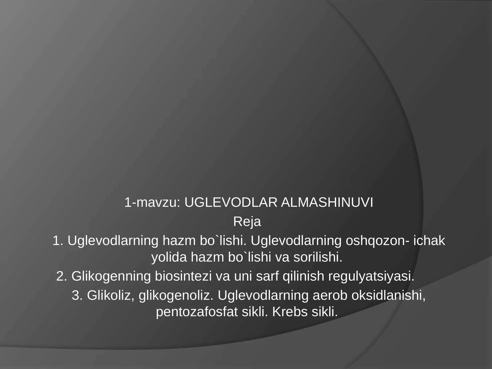 Uglevodlar almashinuvi