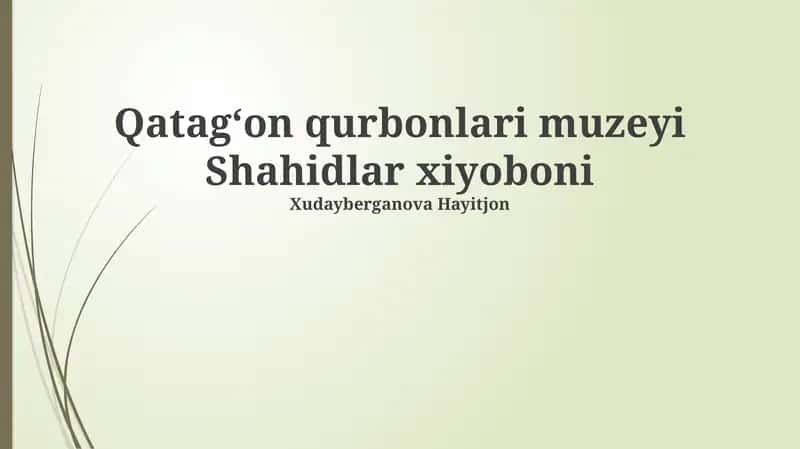 Qatagʻon qurbonlari muzeyi Shahidlar xiyoboni
