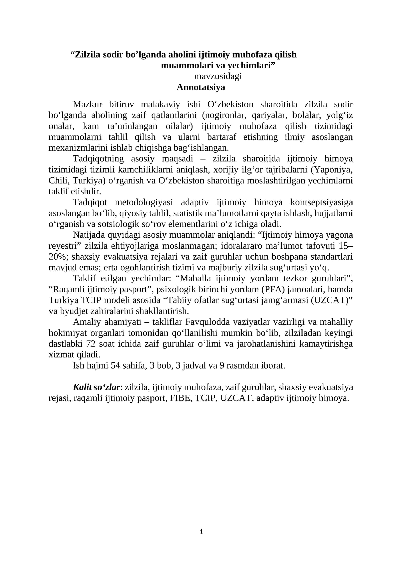 BMI. Hayot faoliyati xavfsizligi fanidan