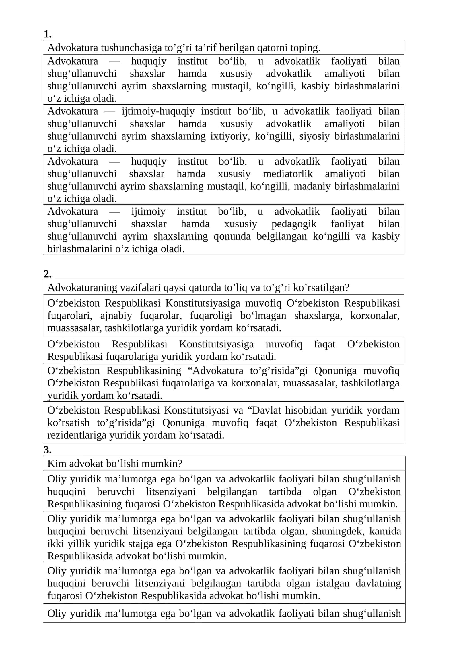 Advokatura fodidan test