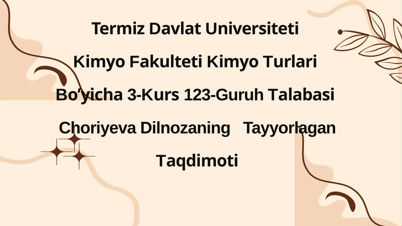 Yuqori molekulyar birikmalarning sinflanishi va nomlanilishi