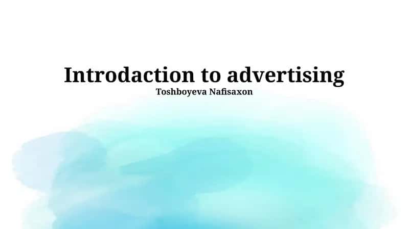 Introdaction to advertising