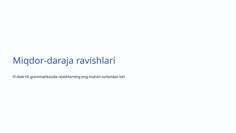 Miqdor-daraja ravishlari