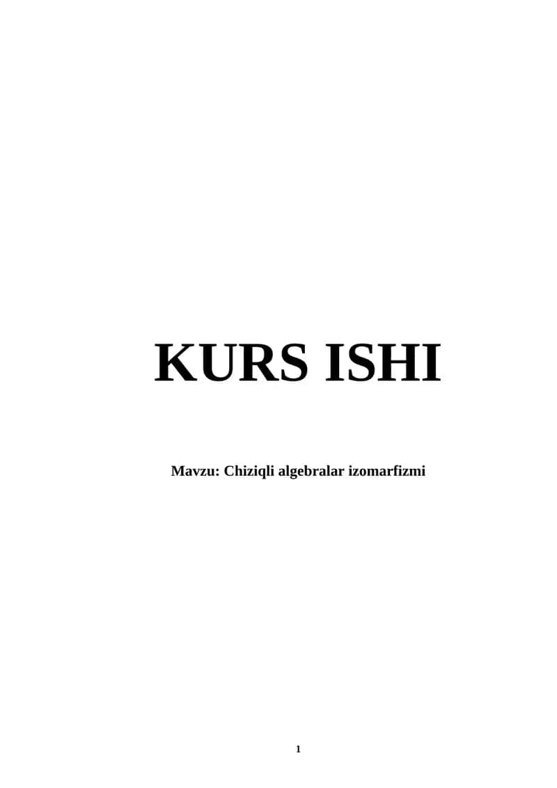Chiziqli algebralar izomarfizmi