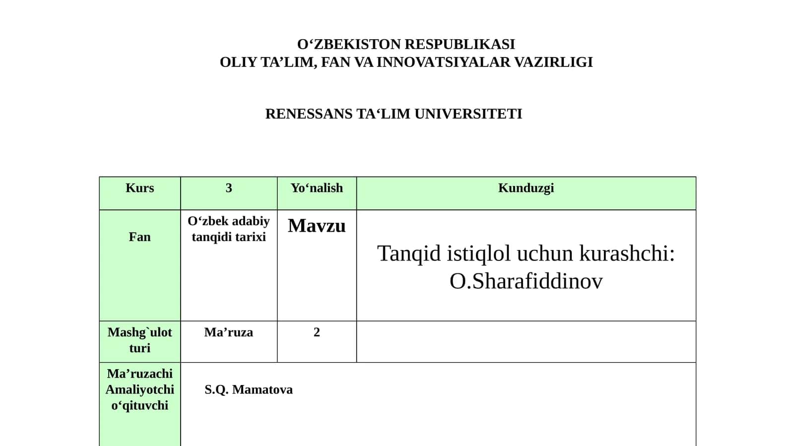 O‘zbek adabiy tanqidi tarixi