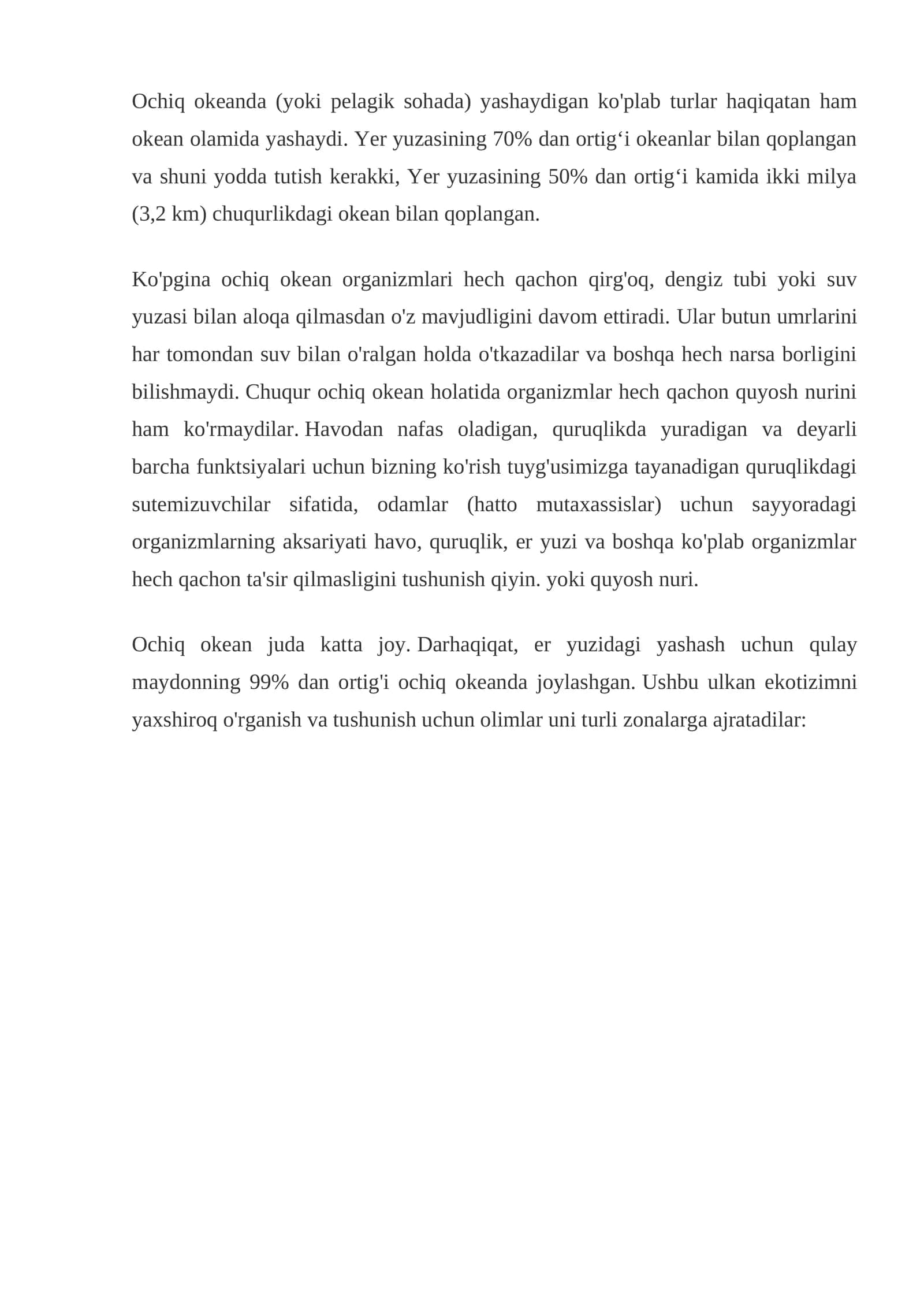 Ochiq okean organizmlari