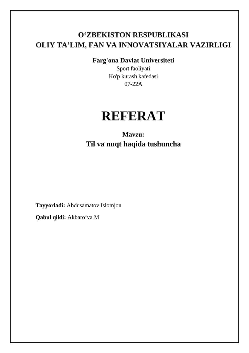 Til va nuqt haqida tushuncha