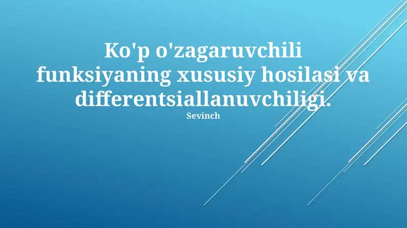 Qisman hosilalar va differentsiallik