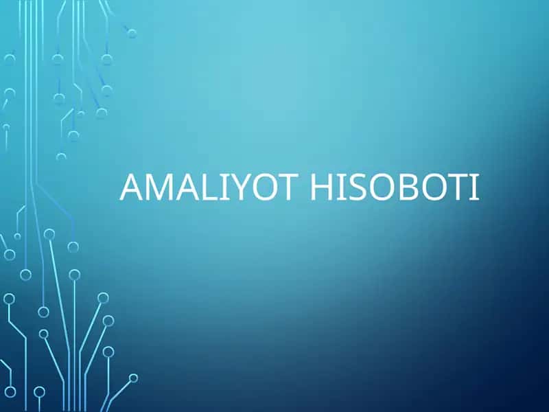 IT boʻlimida oʻtalgan Amaliyot hisoboti