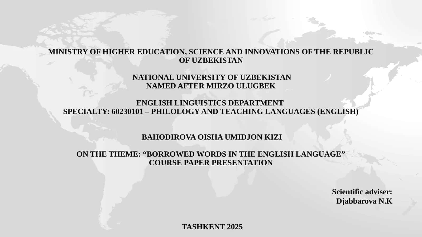 Borrowed words in the English language