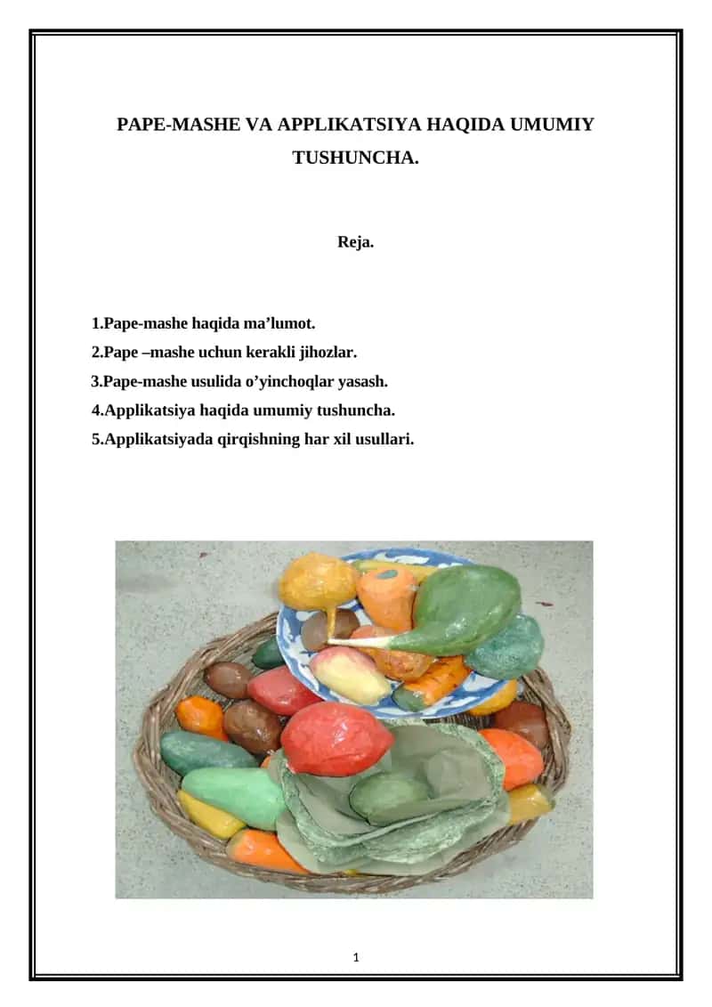 Pape-mashe va Applikatsiya