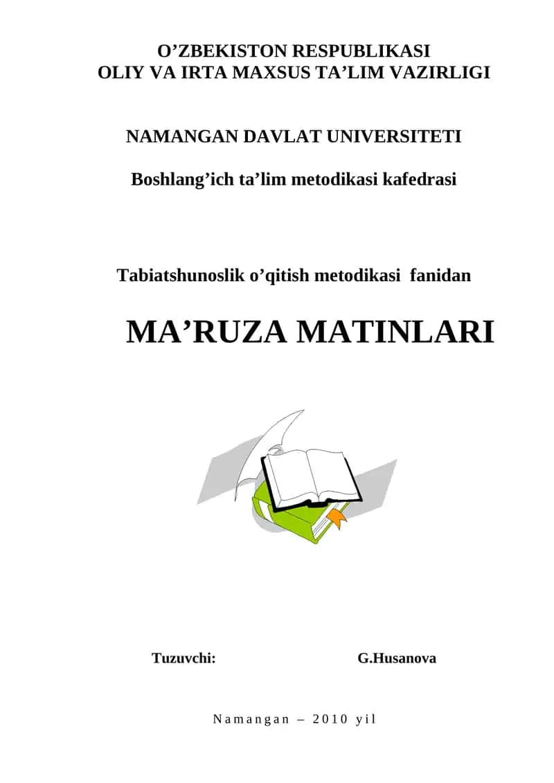 Tabiatshunoslik o’qitish metodikasi maruza matn