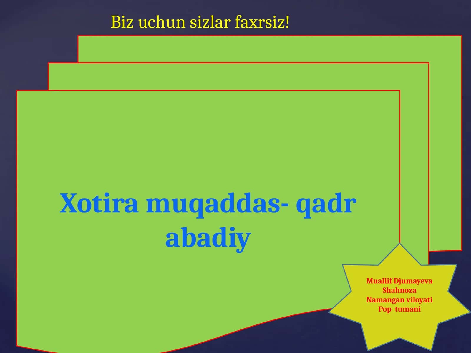 Xotira muqaddas - qadr abadiy