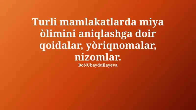 Qonunchilik va diagnostika mezonlari