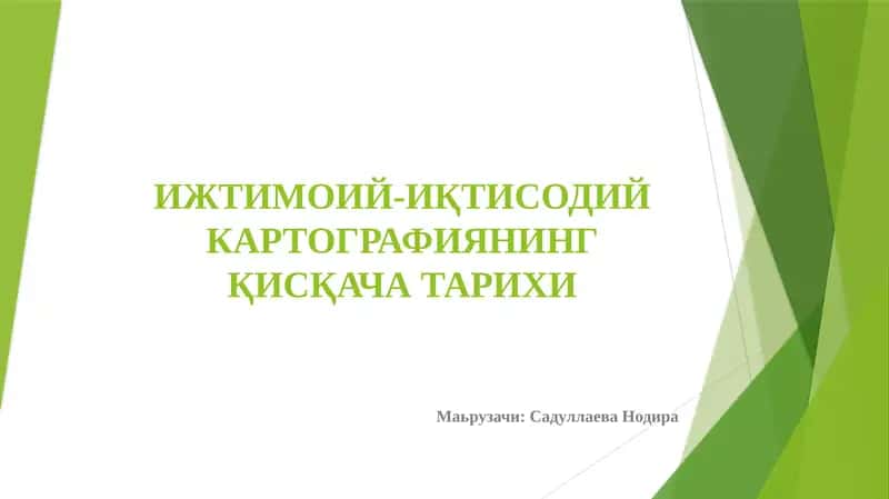 Ижтимоий-иқтисодий картографиянинг қисқача тарихи