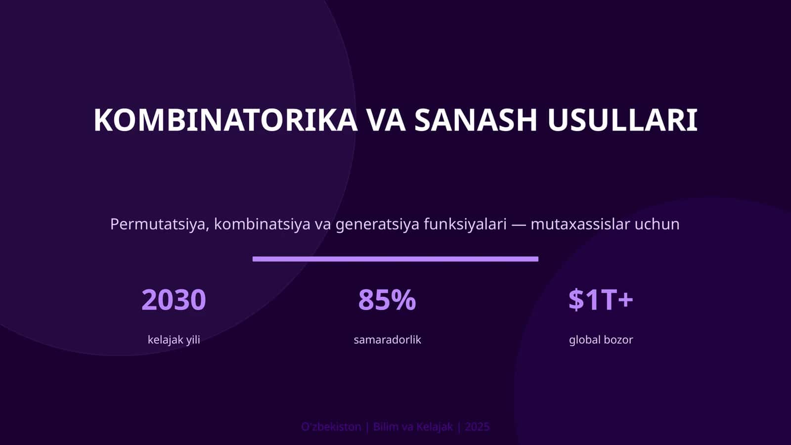 KOMBINATORIKA VA SANASH USULLARI