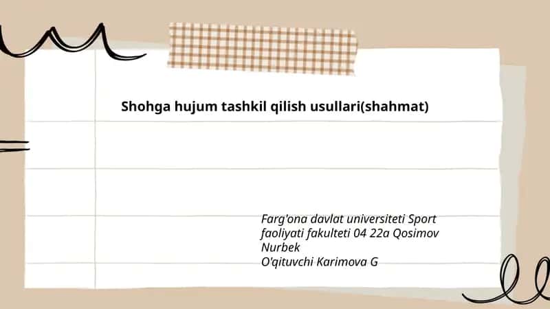 Shohga hujum tashkil qilish usullari(shahmat)