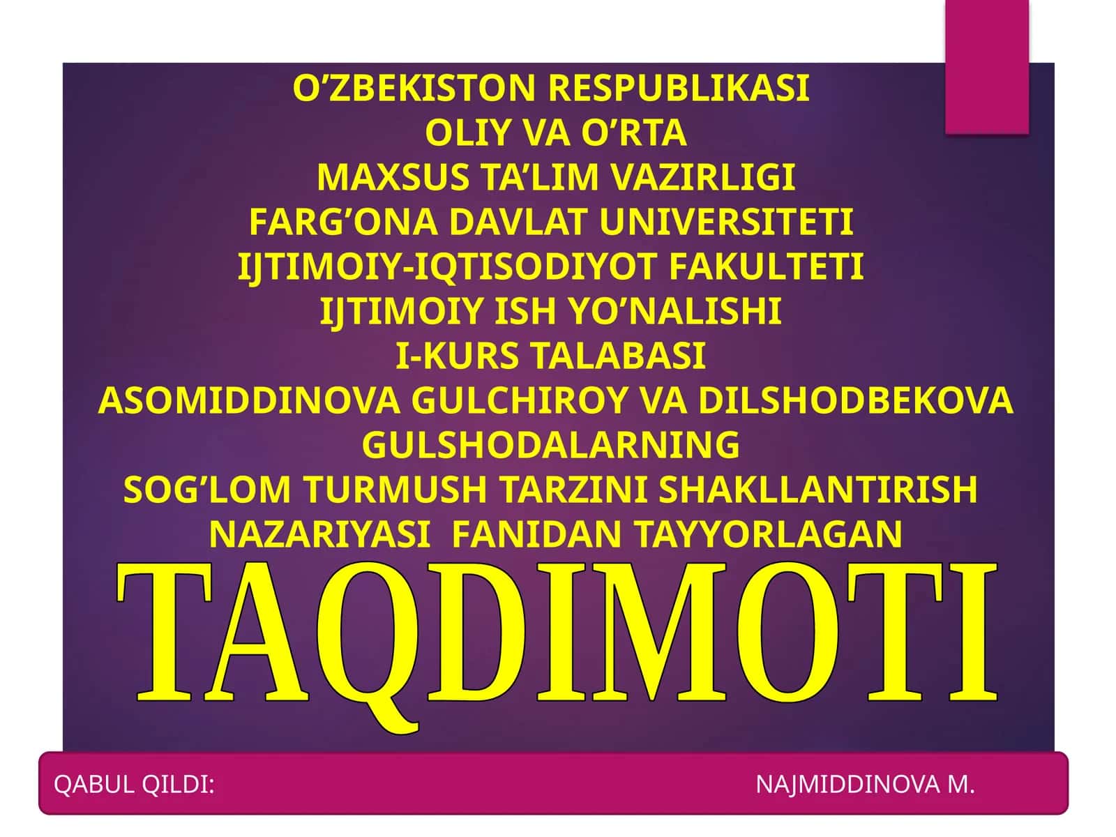 Sog’lom turmush tarzini shakllantirish nazariyasi